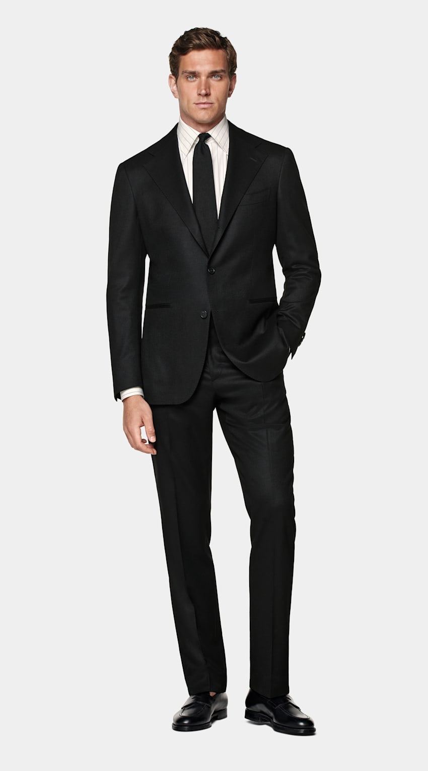 Black Relaxed Fit Roma Suit