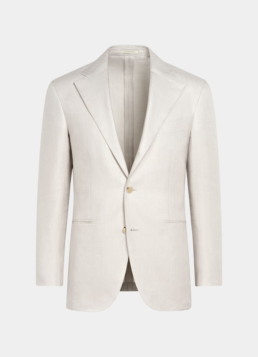 Sand Herringbone Relaxed Fit Roma Blazer
