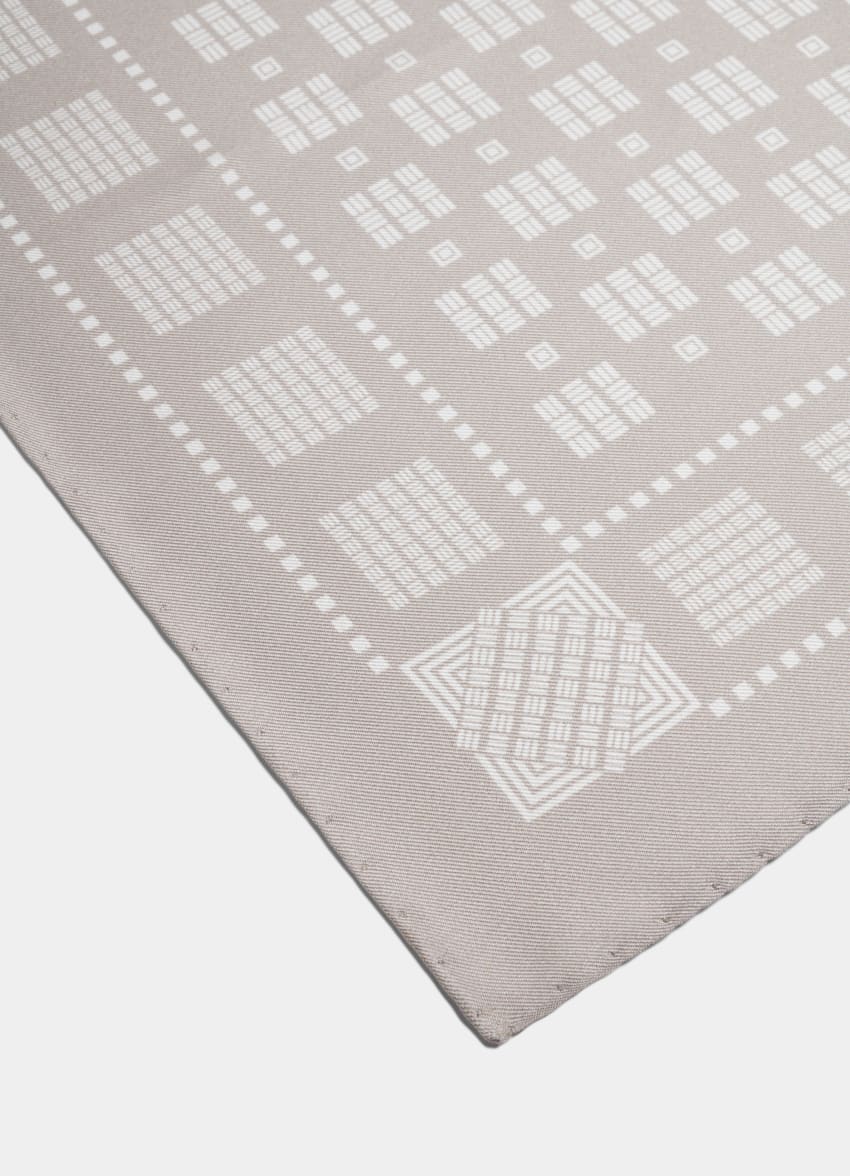 Light Brown Graphic Pocket Square