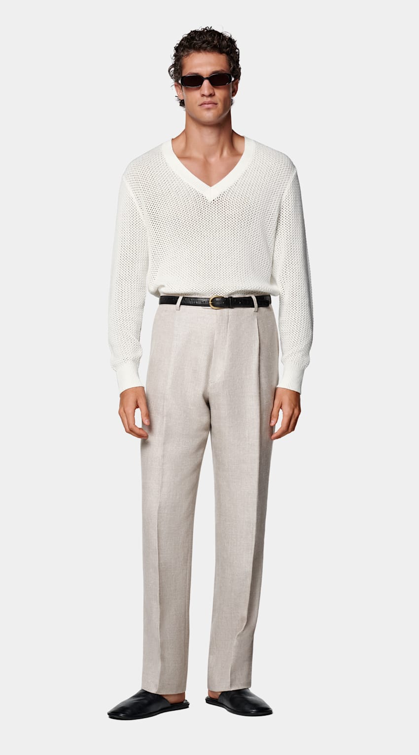 Off-White Crochet V-Neck