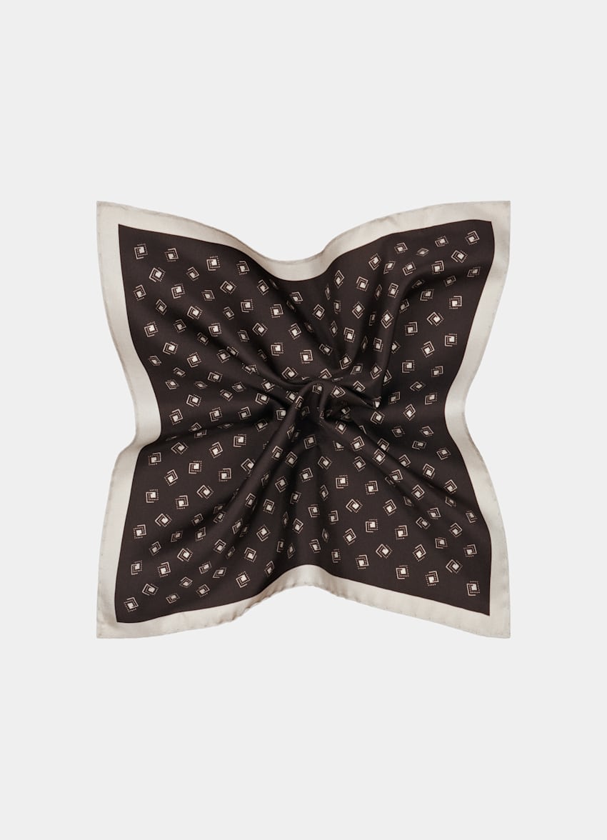 Dark Brown Graphic Pocket Square