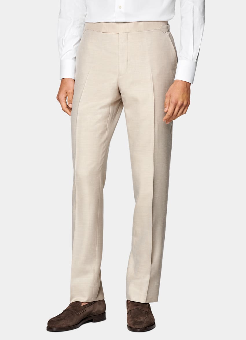 Sand Herringbone Tailored Fit Havana Suit
