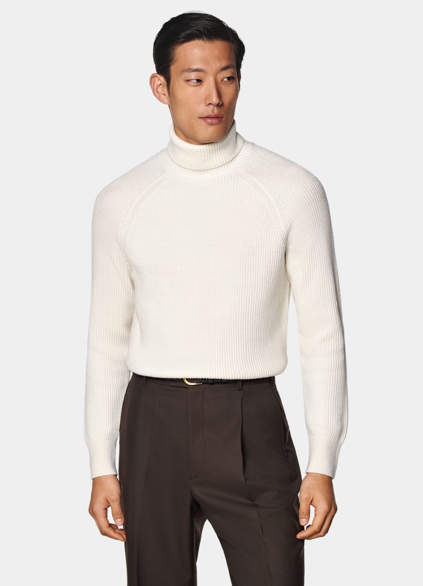 Off-White Merino Ribbed Turtleneck