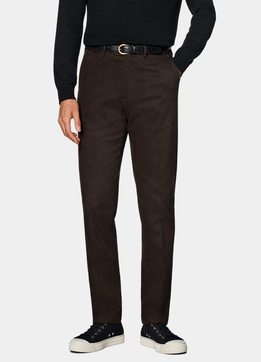 Dark Brown Slim Leg Straight Chinos