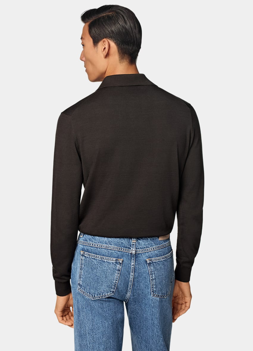 Dark Brown Long Sleeve Polo