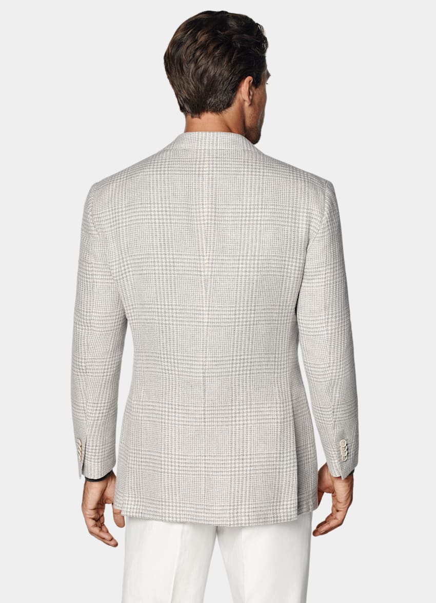 Light Grey Checked Relaxed Fit Roma Blazer