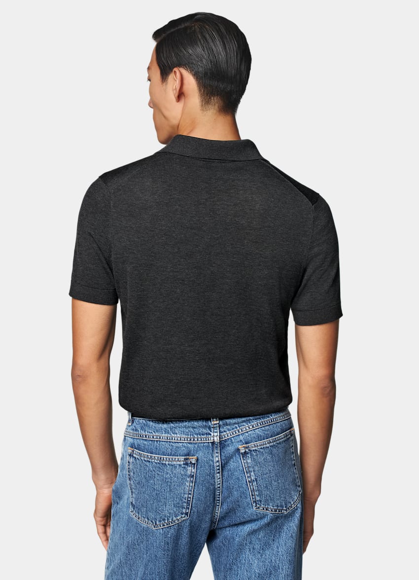 Dark Grey Buttonless Polo