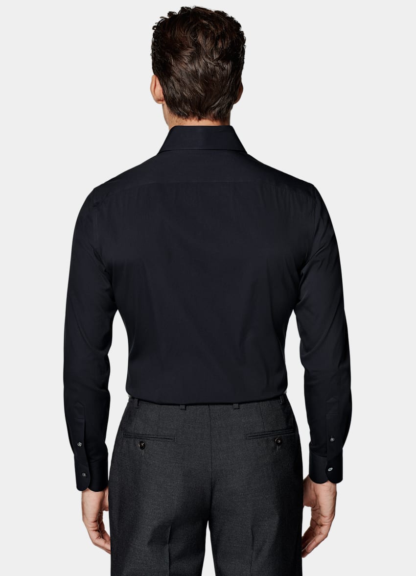 Navy Poplin Tailored Fit Shirt