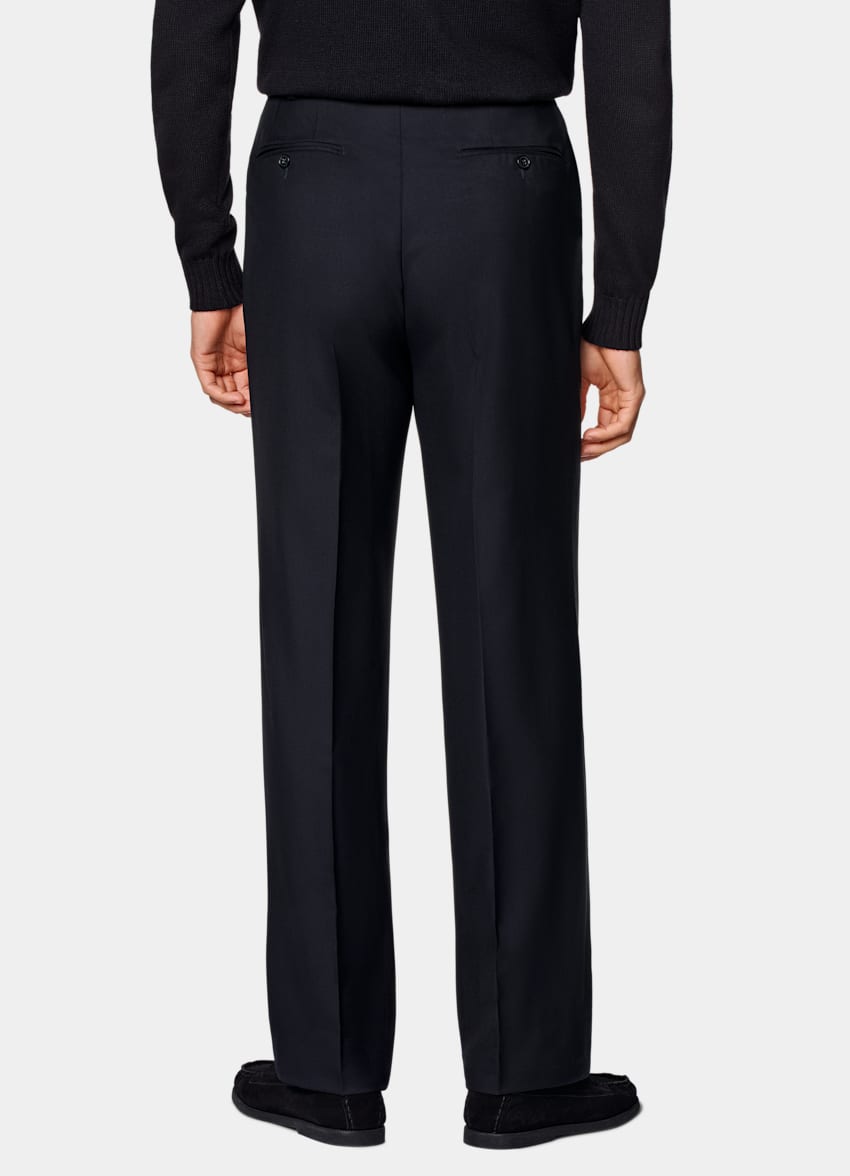 Navy Wide Leg Straight Trousers
