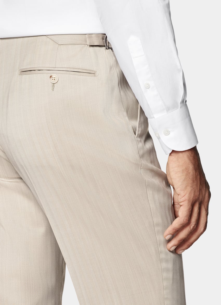 Sand Herringbone Perennial Tailored Fit Havana Suit