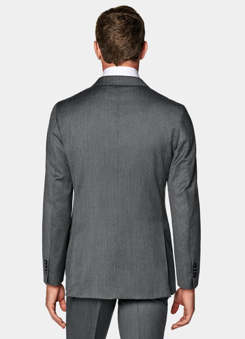 Dark Grey Herringbone Perennial Tailored Fit Havana Suit