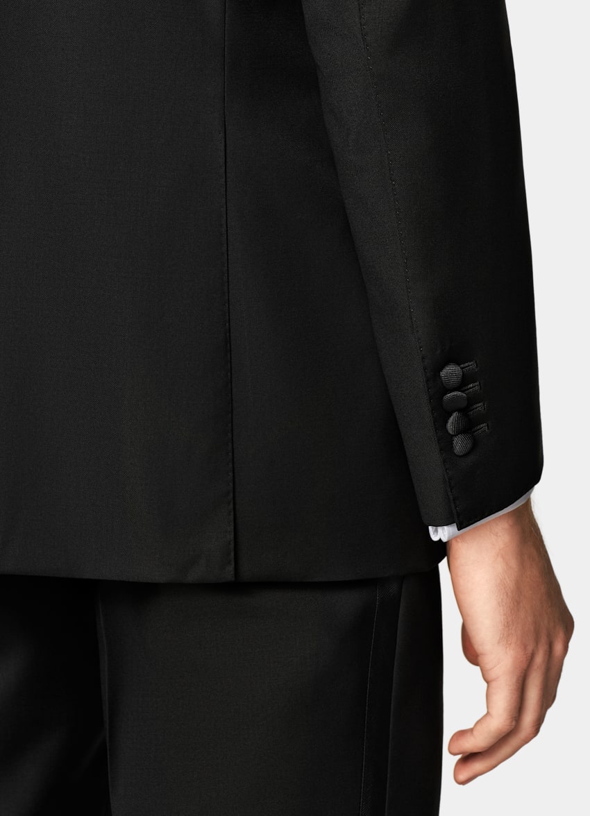 Black Three-Piece Tailored Fit Lazio Tuxedo
