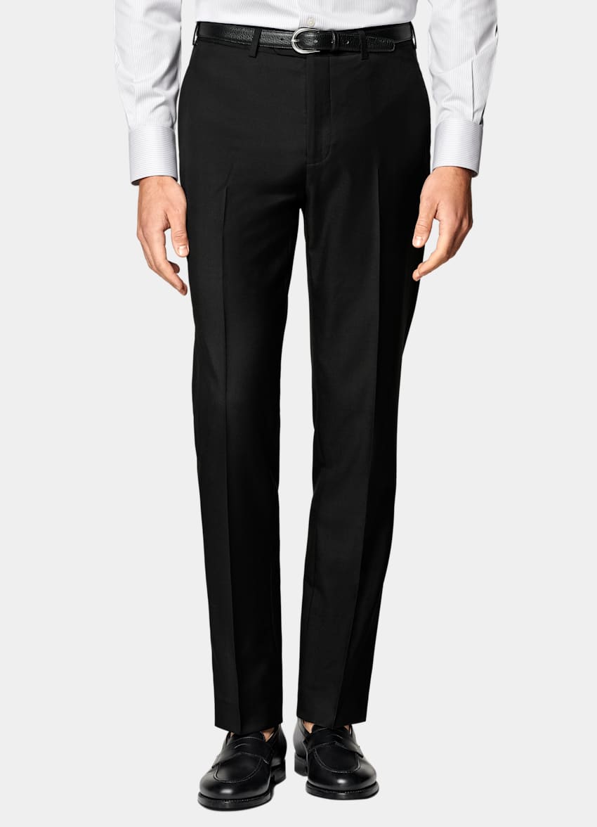 Black Slim Leg Straight Suit Pants