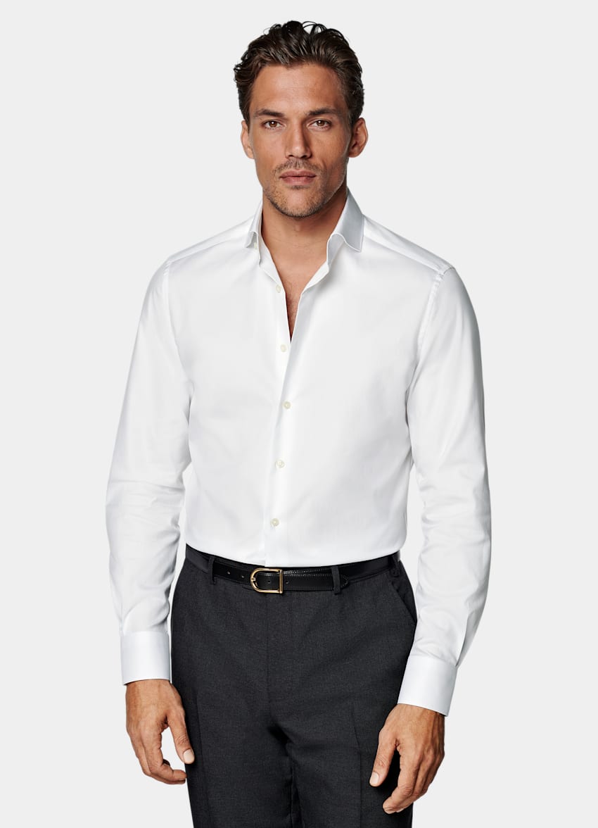 White Twill Tailored Fit Shirt