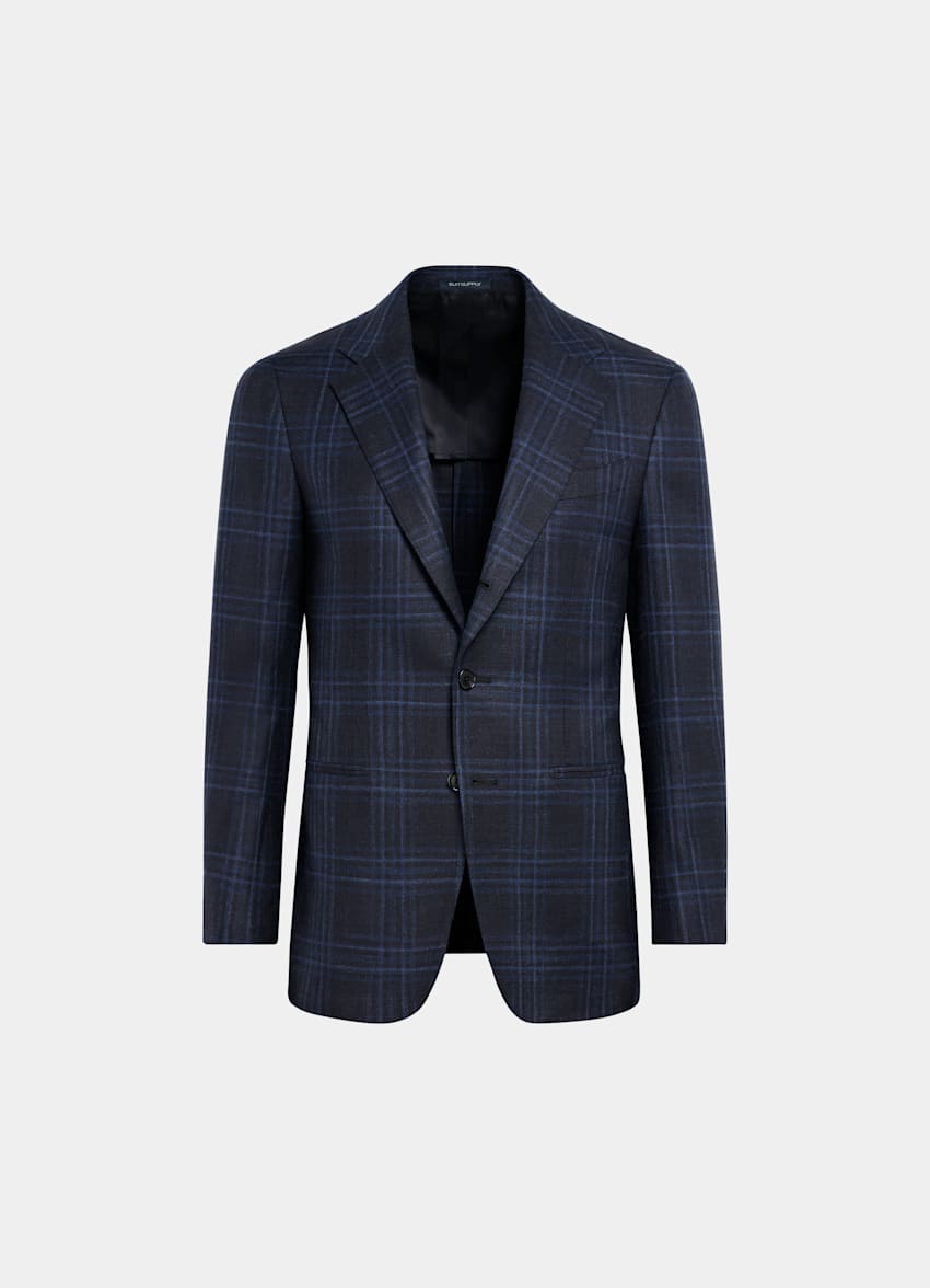 Navy Checked Tailored Fit Havana Blazer