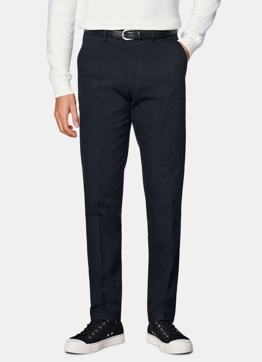 Navy Slim Leg Straight Chinos