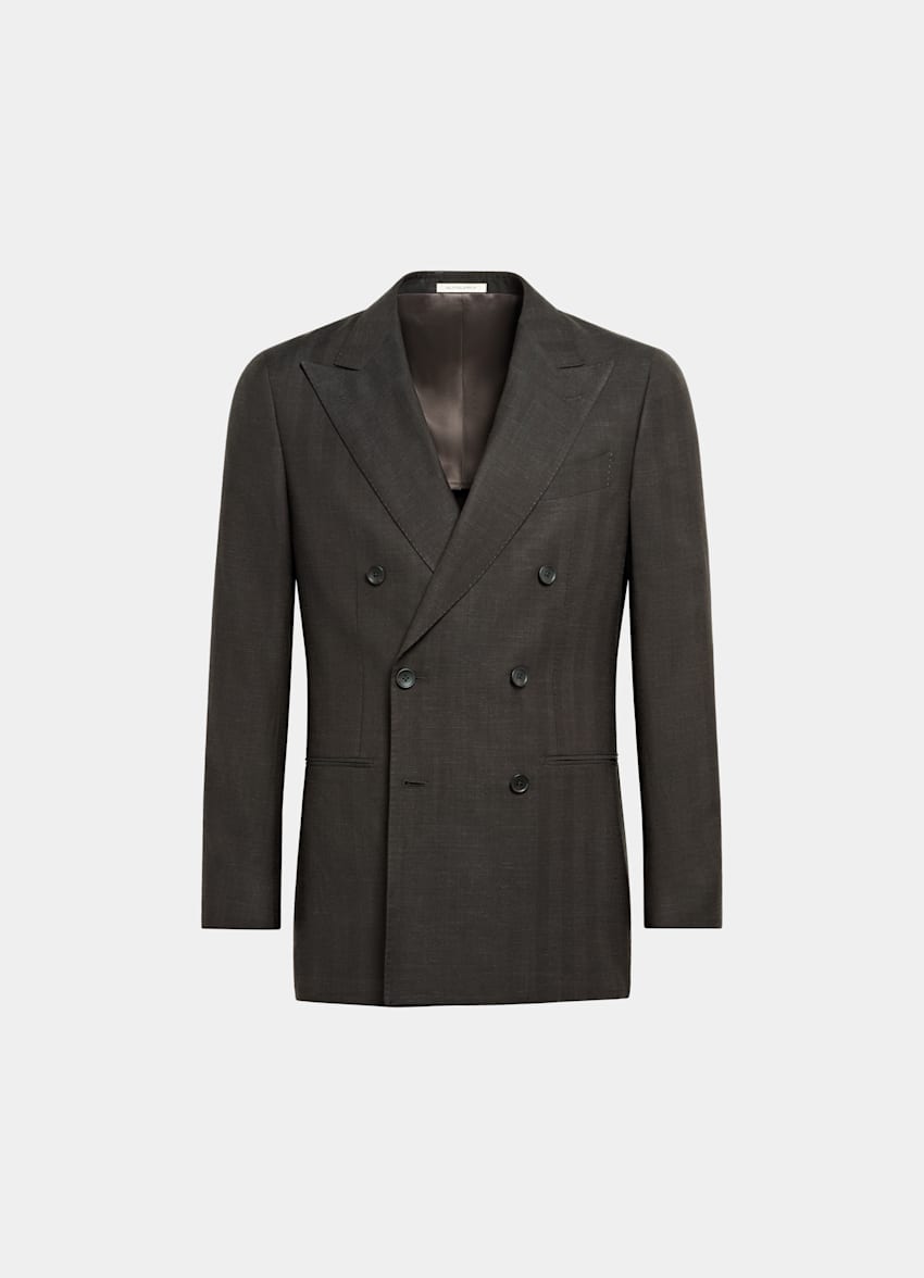 Navy Herringbone Tailored Fit Havana Suit