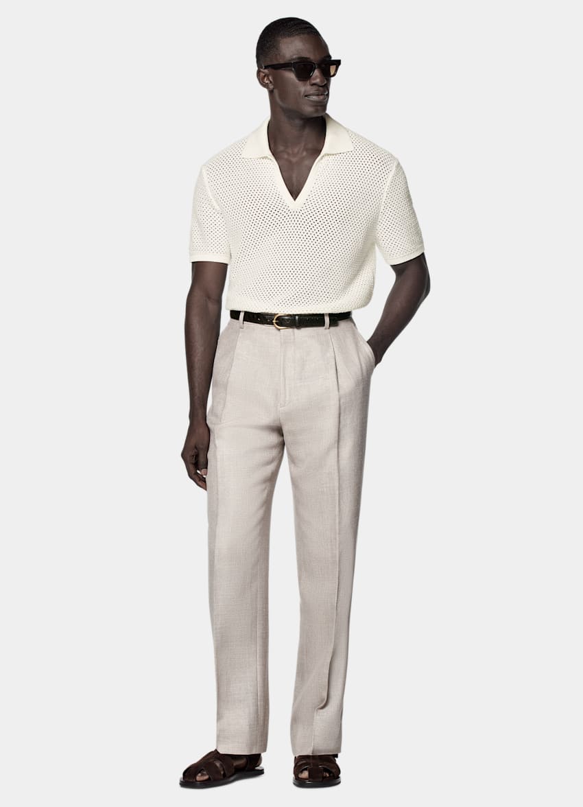 Off-White Crochet Buttonless Polo