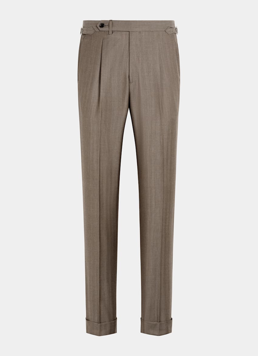 Taupe Herringbone Perennial Tailored Fit Havana Suit