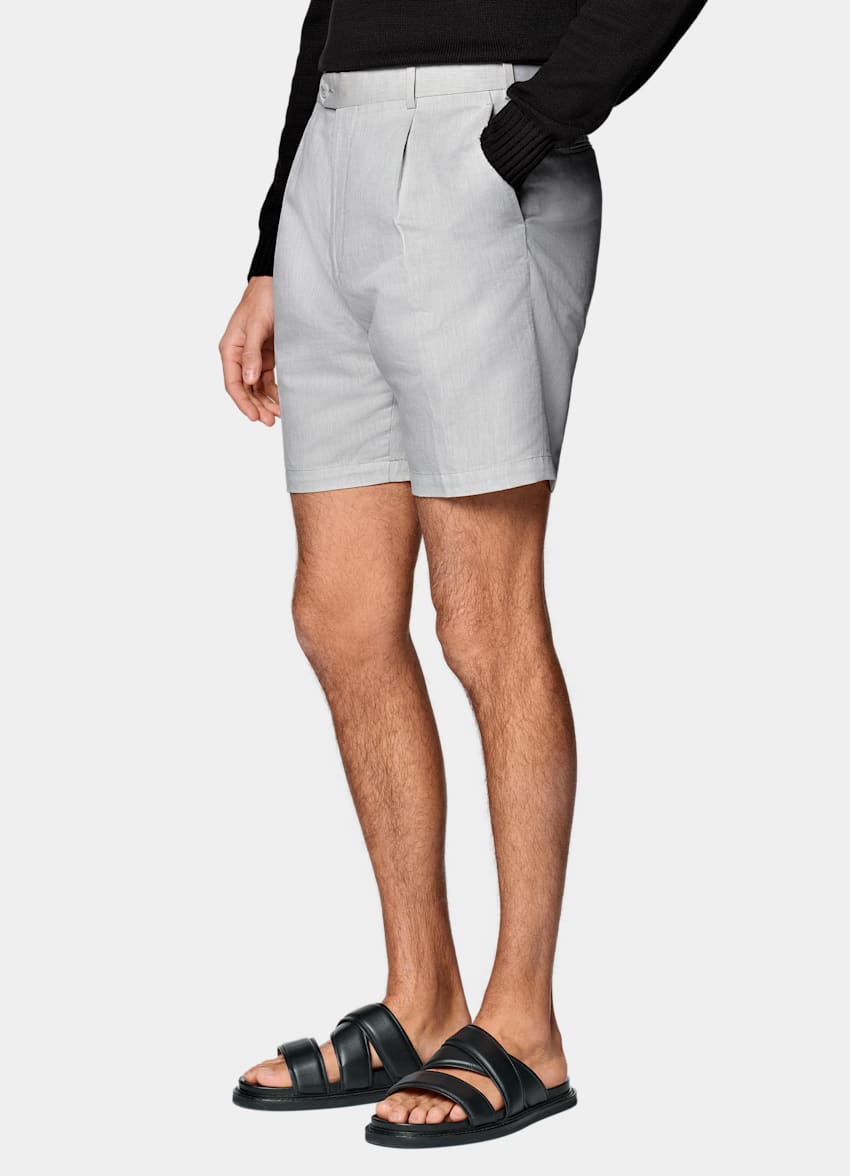 Light Grey Straight Leg Shorts