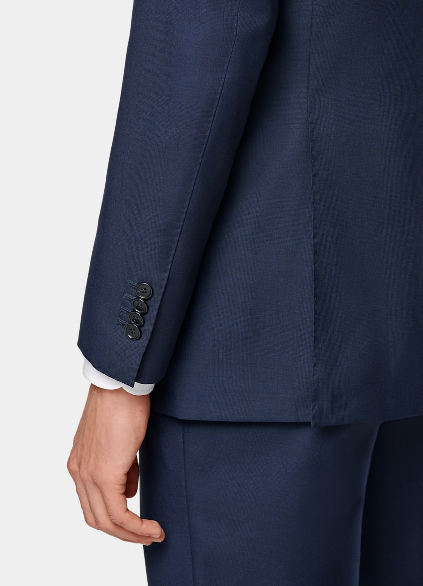 Mid Blue Checked Custom Made Suit