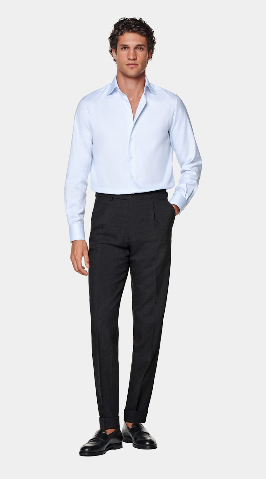 Light Blue Royal Oxford Slim Fit Shirt