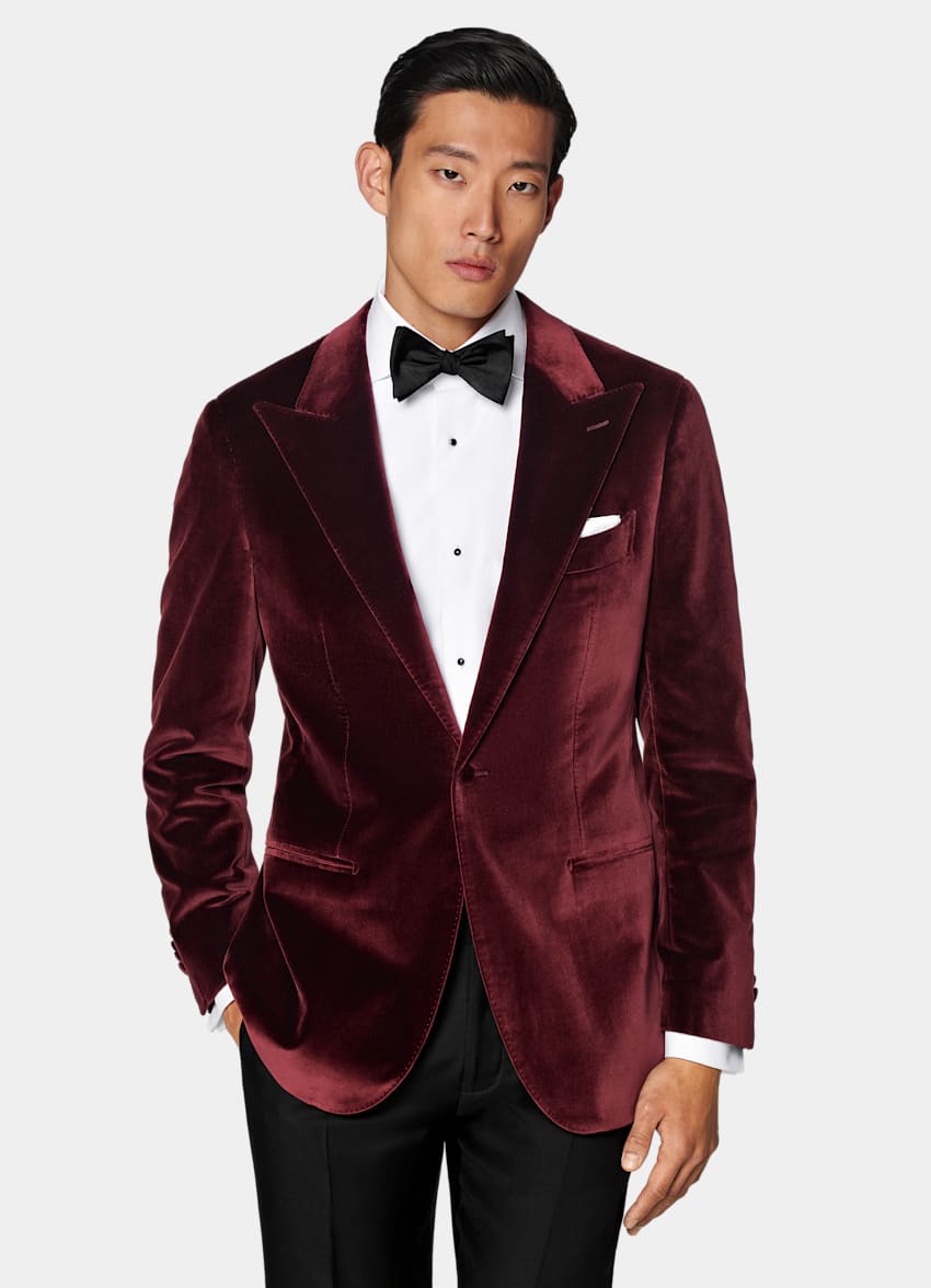 Burgundy Tailored Fit Havana Dinner Jacket