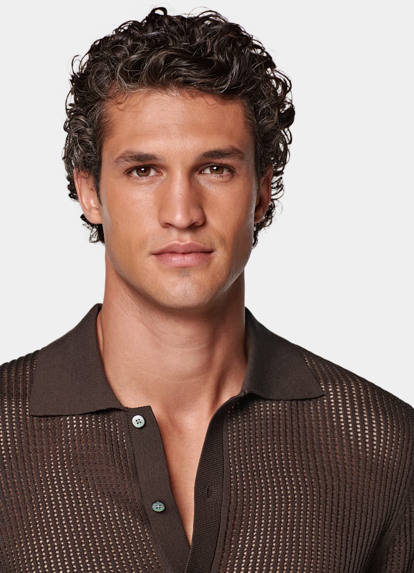Mid Brown Crochet Polo