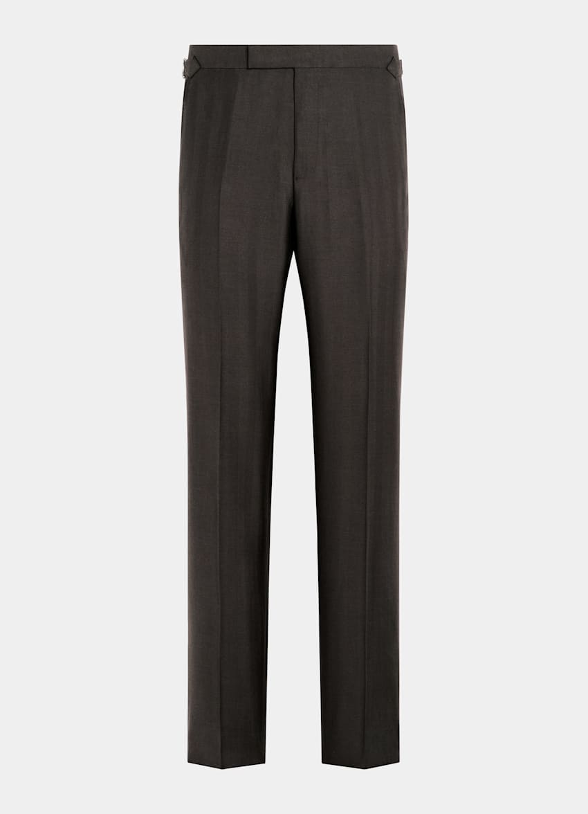 Dark Brown Herringbone Tailored Fit Milano Suit