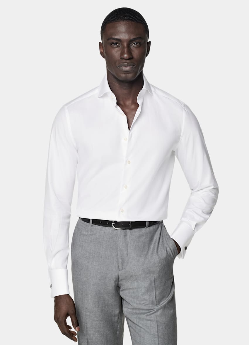 White Double Cuff Tailored Fit Shirt