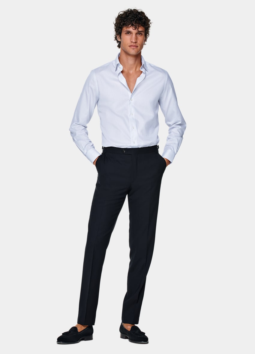 White Striped Twill Slim Fit Shirt