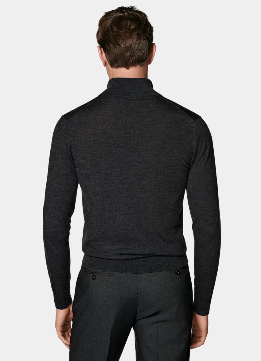 Dark Grey Merino Zip Cardigan