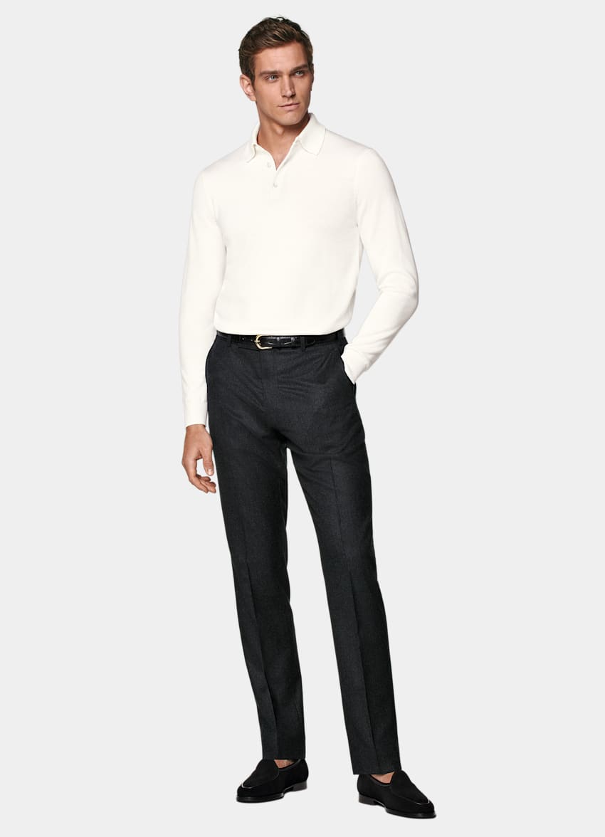 Off-White Merino Long Sleeve Polo