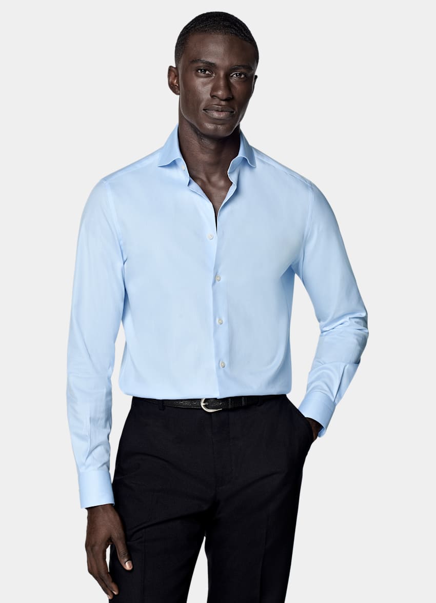 Light Blue Twill Tailored Fit Shirt