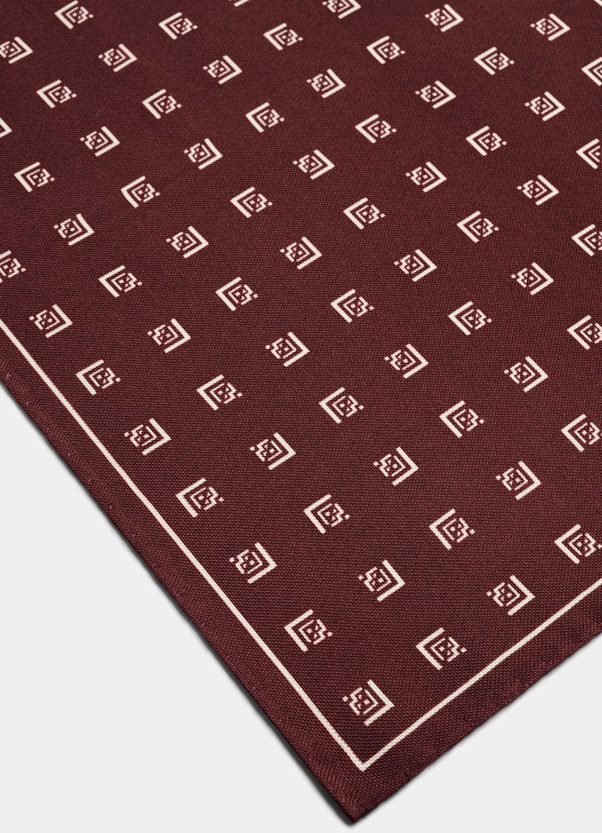 Burgundy Graphic Pocket Square