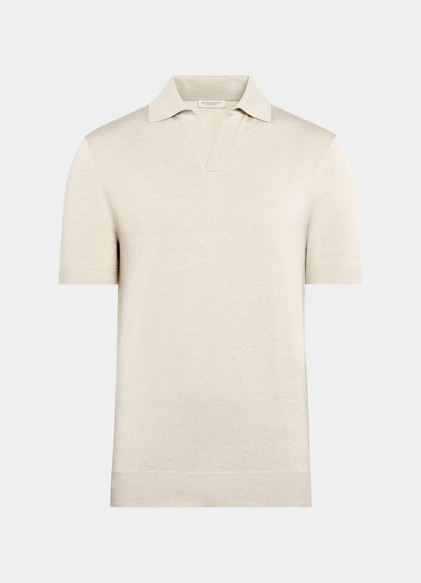 Sand Buttonless Polo