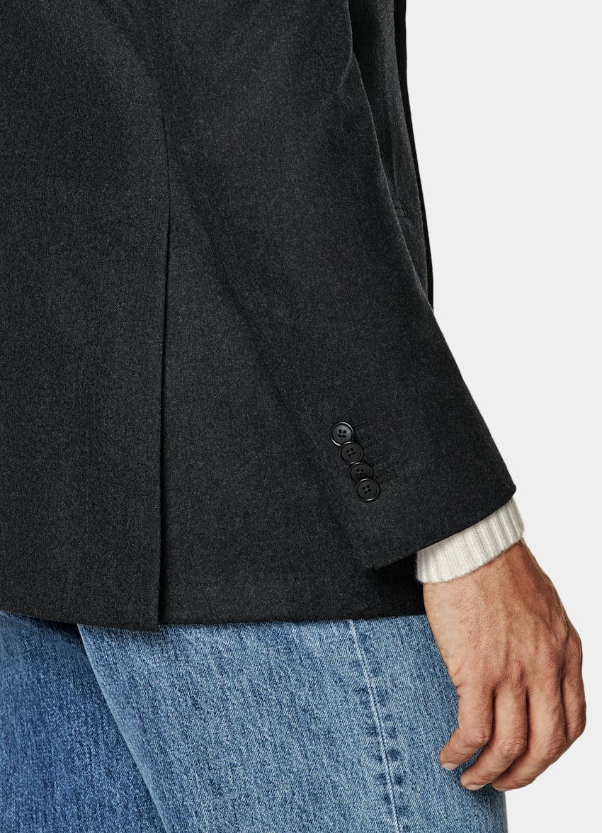 Dark Grey Tailored Fit Havana Suit Jacket