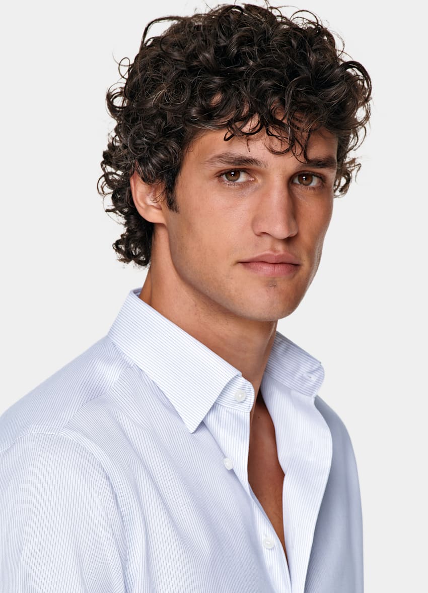White Striped Twill Slim Fit Shirt