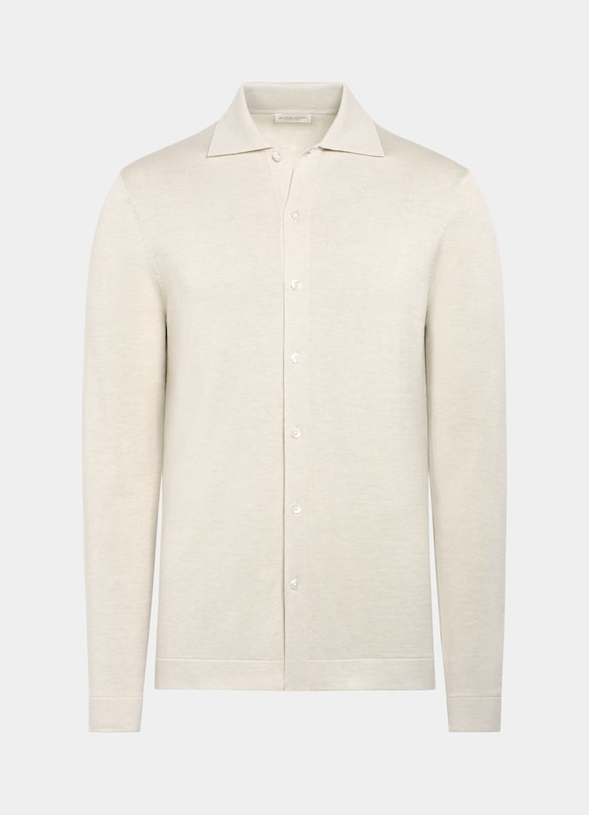 Sand Long Sleeve Polo Cardigan