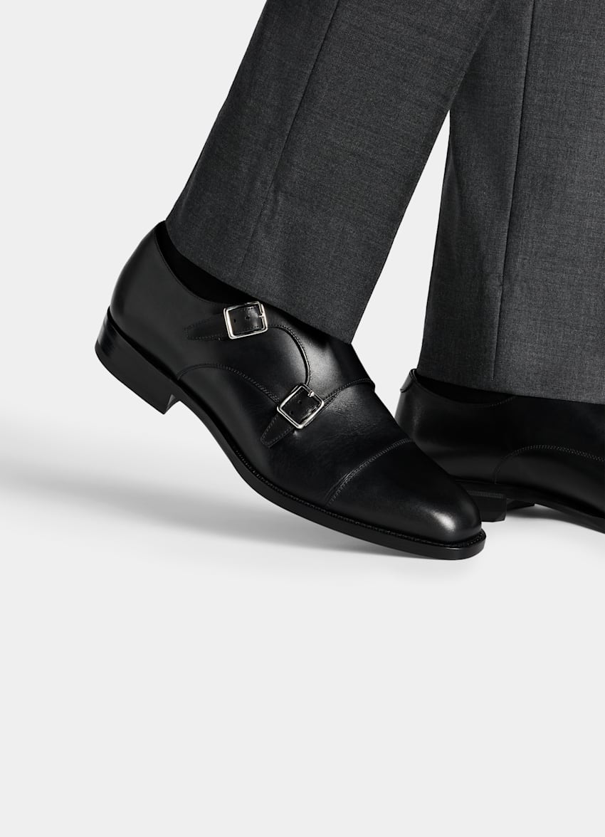 Black Double Monk Strap