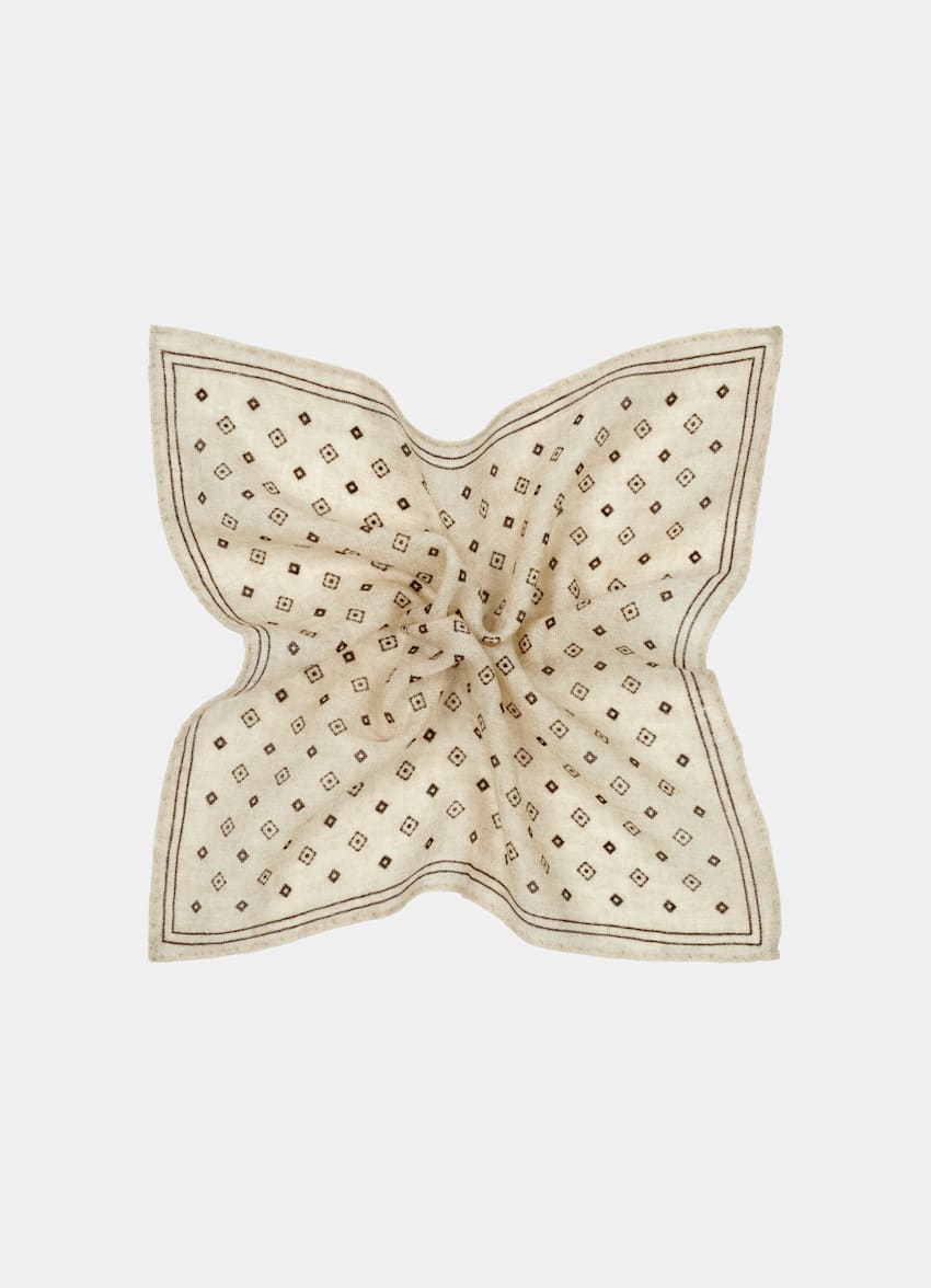 Light Brown Graphic Pocket Square