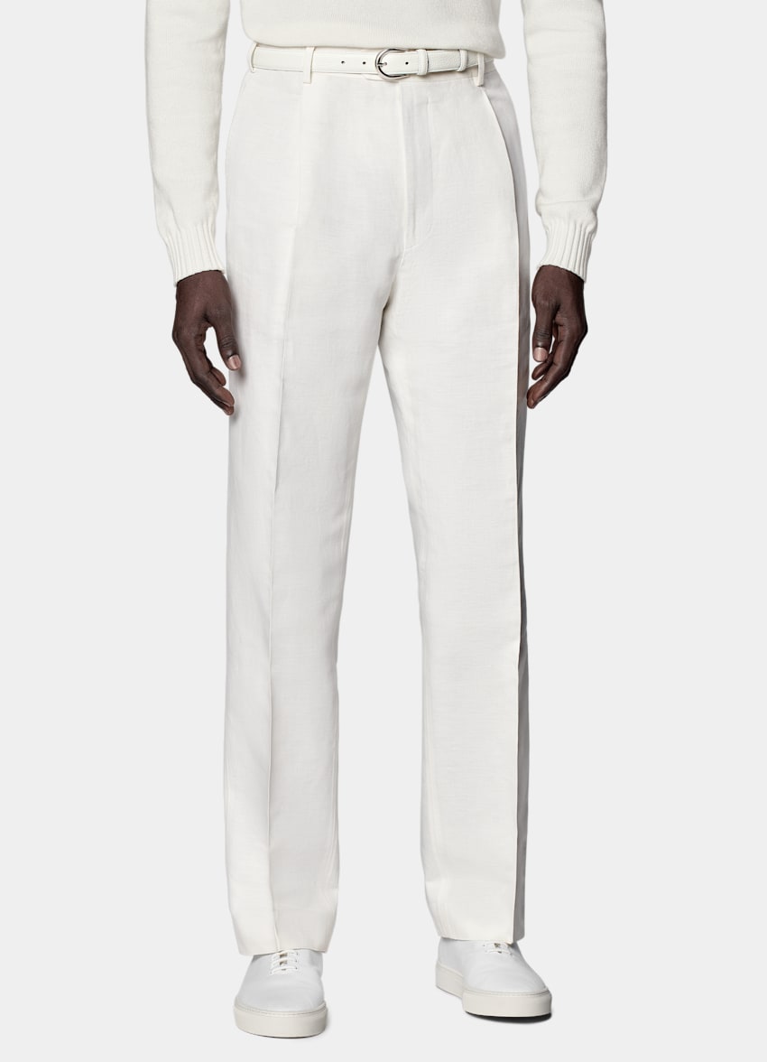 White Wide Leg Straight Pants