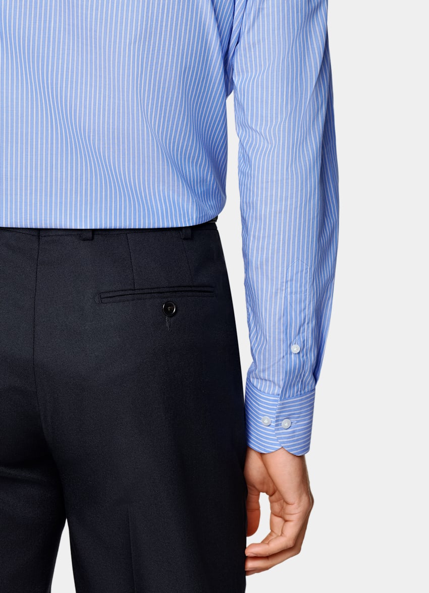 Light Blue Striped Tailored Fit Shirt