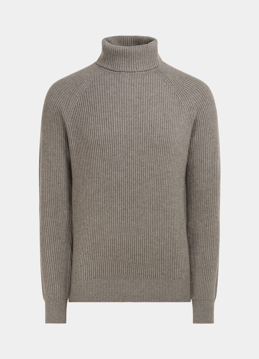 Taupe Ribbed Turtleneck