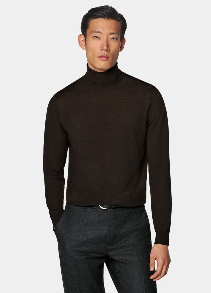 Dark Brown Merino Turtleneck