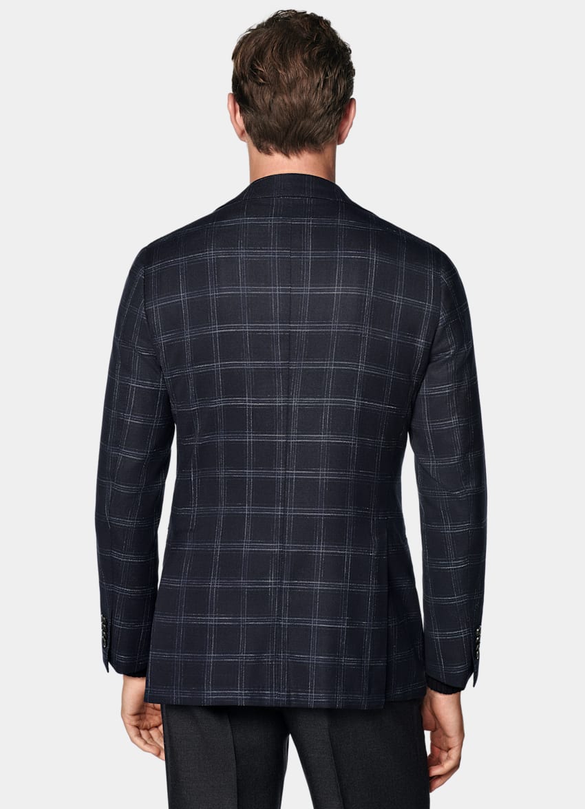 Navy Checked Tailored Fit Havana Blazer