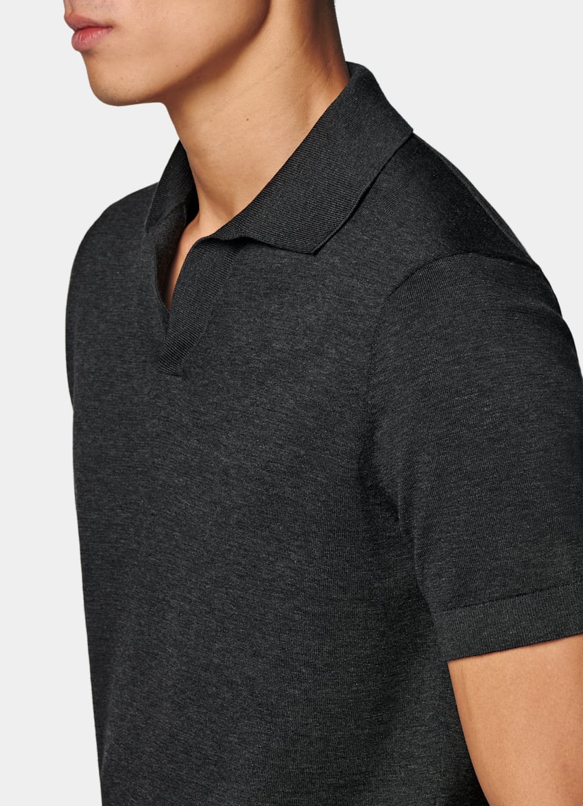 Dark Grey Buttonless Polo