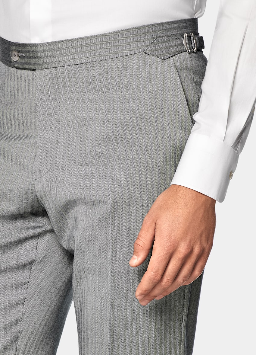 Mid Grey Herringbone Perennial Tailored Fit Havana Suit