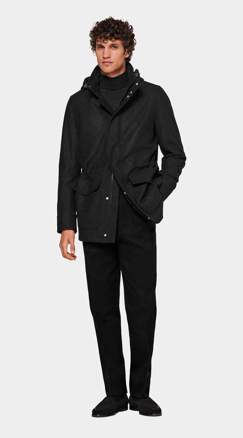 Dark Grey Padded Parka