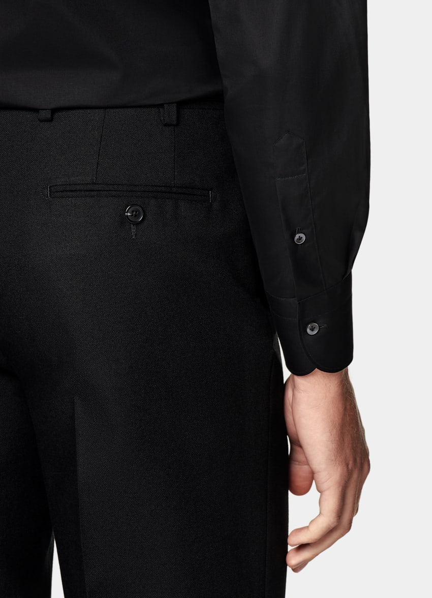 Black Poplin Tailored Fit Shirt
